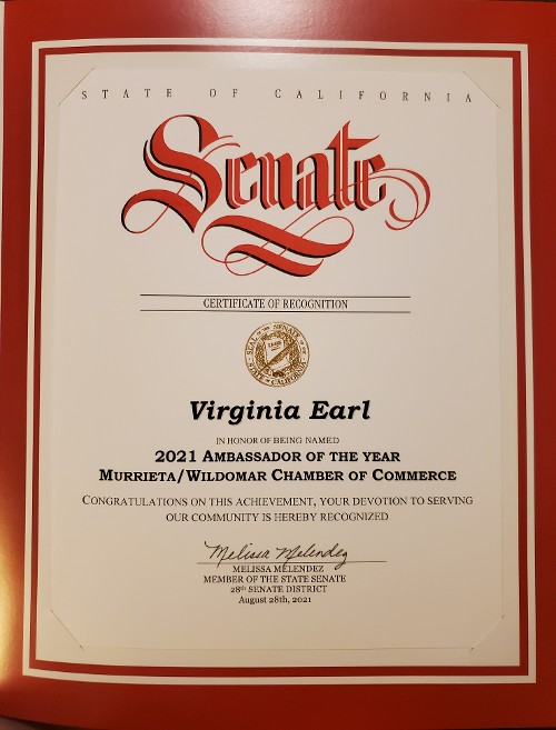 State of California Senate Award State of California Senate Award